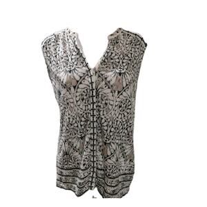 Lucky Brand Shirt Women's Small Sleeveless Paisley Boho Embroidered Tank Top